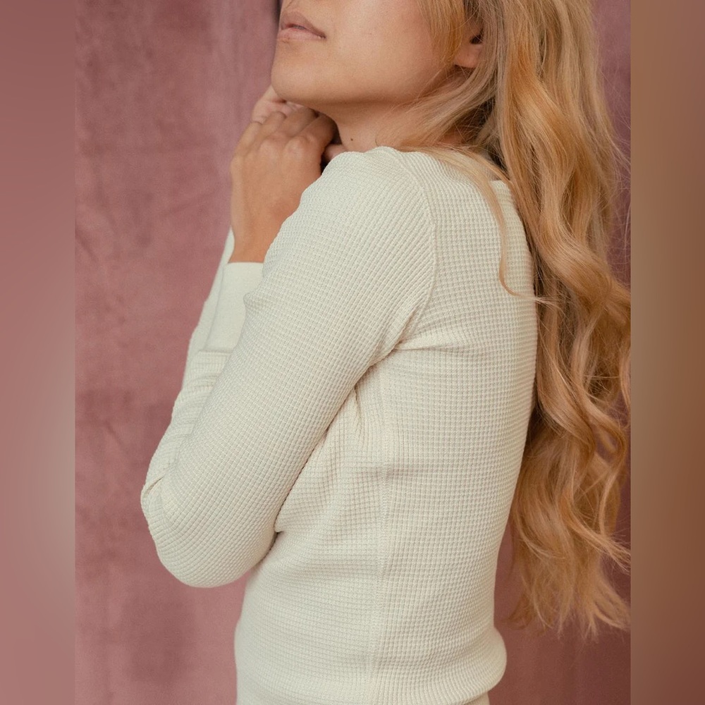 Noble Waffle Knit Organic Long Sleeve Top